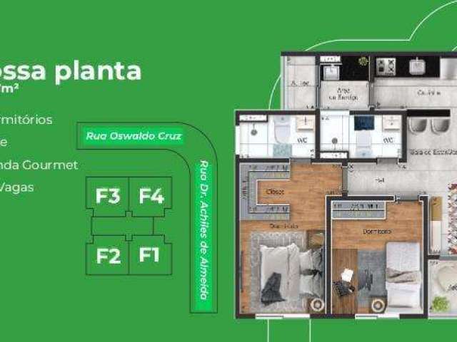 Apartamento para Venda em Sorocaba, Vila Santana, 2 dormitórios, 1 suíte, 2 banheiros, 1 vaga