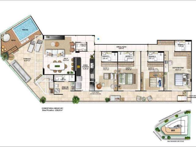 Cob. Linear Frente Mar com 4 suites + 3 Vagas, 239 m² - R$ 2.500.000 - Charitas - Niterói/RJ