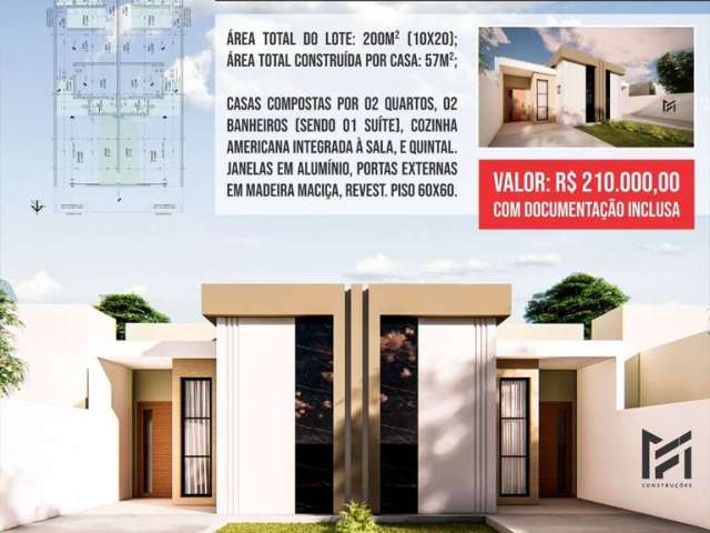 Casa com 2 dormitórios à venda, 57 m² por R$ 210.000 - Novo Geisel - João Pessoa/PB