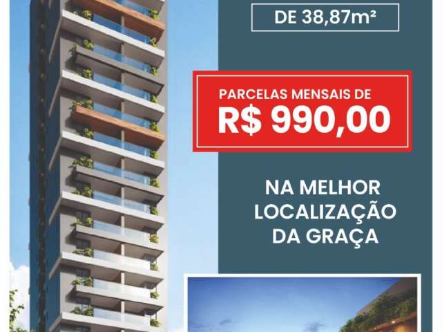 Lançamento   Quarto e Sala na Graça c/Suite e Varanda -SEVEN GRAÇA