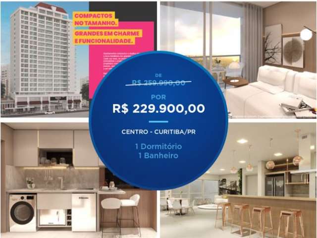 Studio Manhattan Tower com 1 dormitório à venda por R$ 229.990,00 - Centro - Curitiba/PR