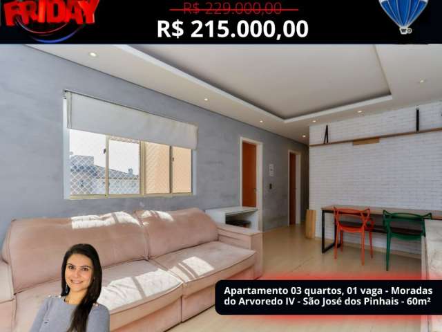 Apartamento com 3 quartos, 1 vaga, 60m² em São josé dos Pinhais