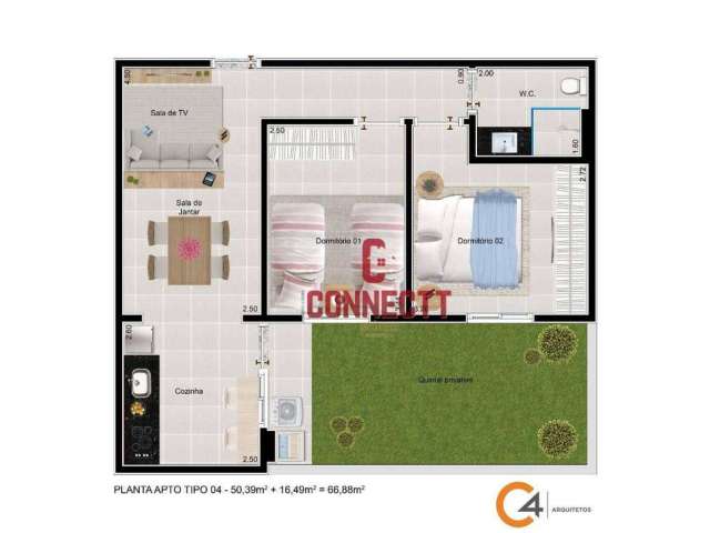 Apartamento com 2 dormitórios à venda, 66 m² por R$ 285.000,00 - Bonfim Paulista - Ribeirão Preto/SP