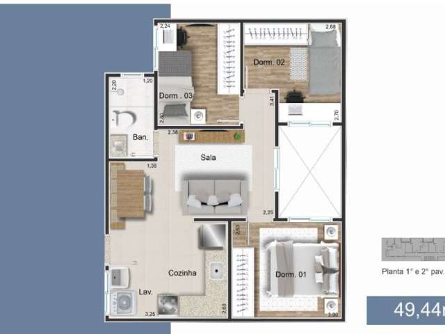 Apartamento com 3 dormitórios à venda, 55 m² por R$ 320.000,00 - Vila Carrão - São Paulo/SP