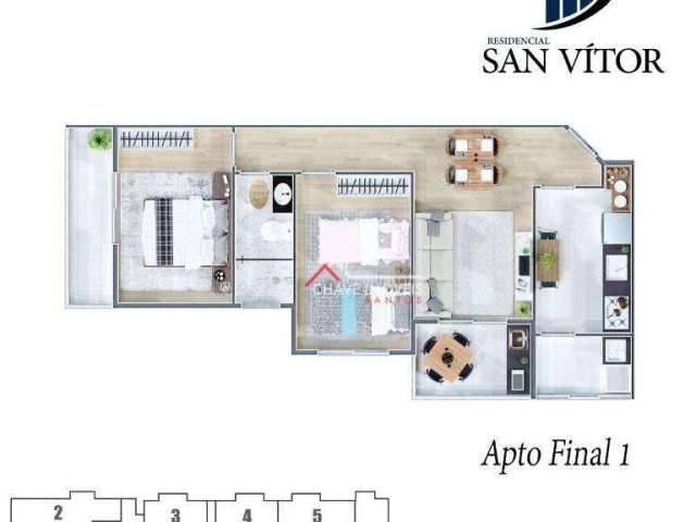 Apartamento à venda, 58 m² por R$ 401.000,00 - Parque Bitaru - São Vicente/SP