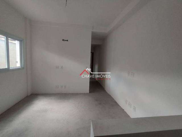 Apartamento com 31,34 m2, 1  dormitório, lateral, elevador, no estuário - santos/sp