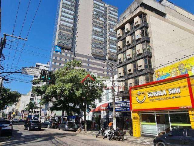 Sala comercial com 70 m2, elevador, no coração do gonzaga - santos/sp