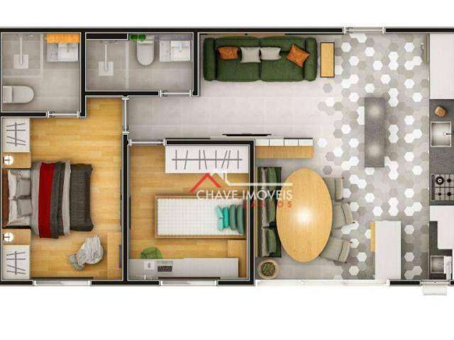 Apartamento com 2 dormitórios à venda, 54 m² por R$ 507.426,49 - Vila Belmiro - Santos/SP