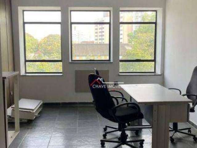 Sala comercial com 36 m2, 1 banheiro, na vila mathias - santos/sp