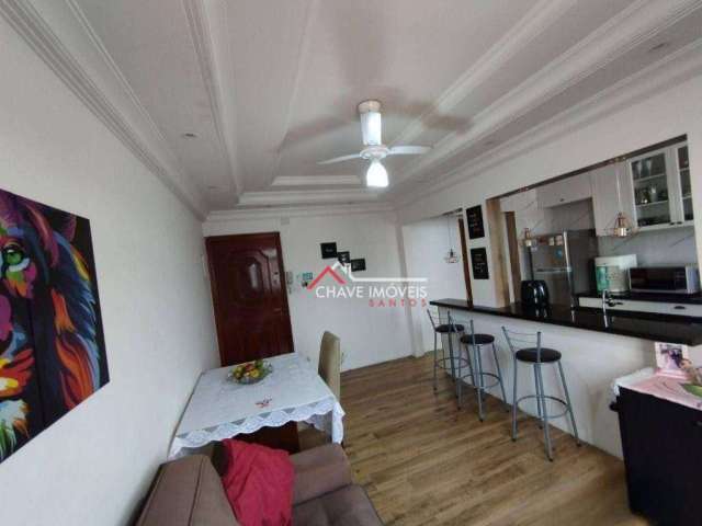 Apartamento com 52 m2, 2 dormitórios, 1 vaga de garagem, no embaré - santos/sp