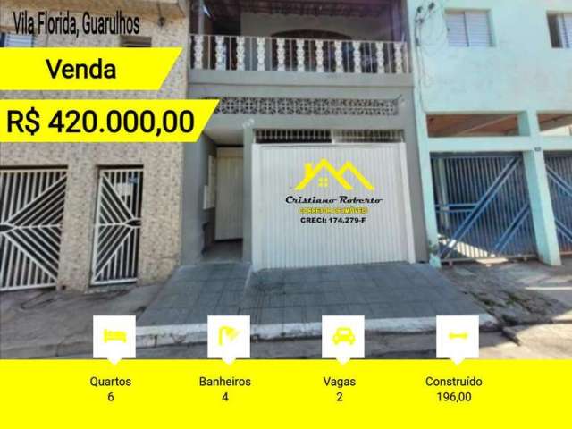 Casa para Venda em Guarulhos, Vila Florida, 6 dormitórios, 4 banheiros, 2 vagas