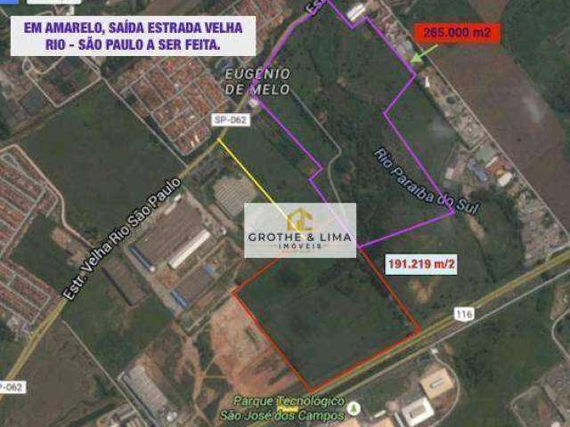 Área à venda, 265000 m² por R$ 60.000.000,00 - Eugênio de Melo - São José dos Campos/SP