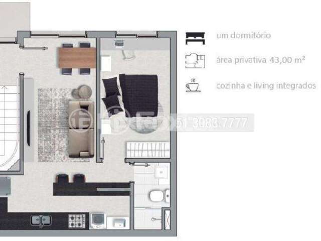 Apartamento com 1 quarto à venda na Avenida Alexandre Luiz, 205, Jardim Itu Sabará, Porto Alegre, 40 m2 por R$ 177.000