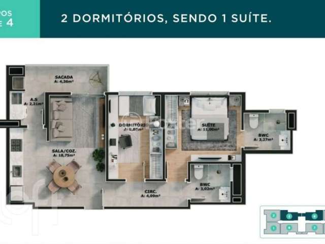 Apartamento com 2 quartos à venda na Rua Sebastiana Coutinho, 216, Areias, São José, 65 m2 por R$ 445.000