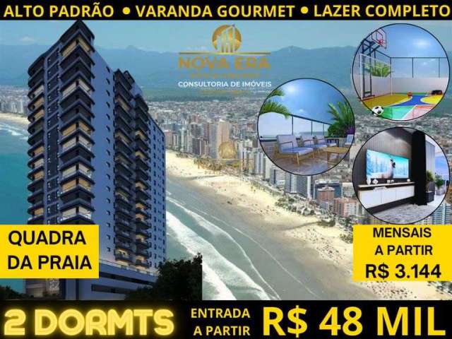 TOP !! Pé Na Areia - 2 Dormts 1 Suíte C/Varanda Gourmet, 1 vaga , lazer show