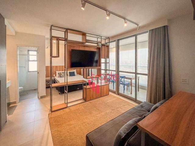 Apartamento tipo Studio Mobiliado para Alugar de 01 Quarto no Bairro Alto da Boa Vista em Ribeirão Preto com Sacada Gourmet.