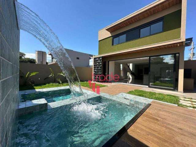 Casa em Condomínio Fechado à Venda de 03 Suítes no Bairro Alto do Castelo em Ribeirão Preto com Piscina com Cascata.