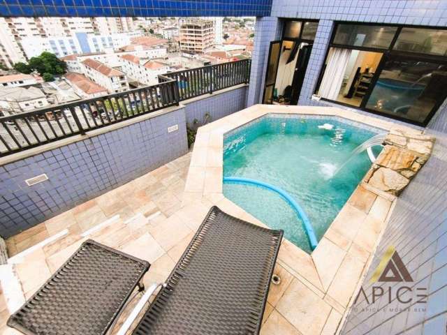 !!OPORTUNIDADE!! ÓTIMA COBERTURA DUPLEX com 135m² ÚTEIS - 03 DORM sendo 01 SUÍTE - PISCINA + CHURRASQUEIRA - 02 VAGAS por R$ 789 MIL - Estuário/Embaré