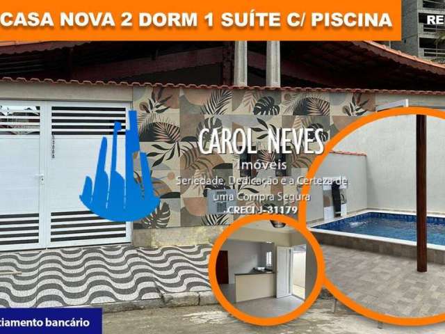 Casa 2 dormitorios 1 suite piscina lado praia financiamento mongagua