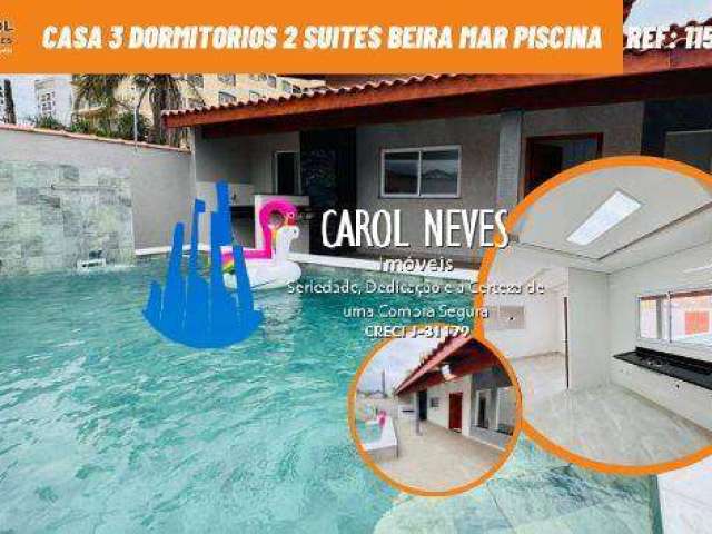 Casa 3 dormitorios 2 suites beira mar piscina mongagua