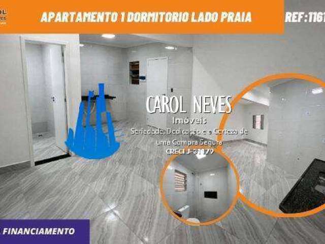 Apartamento 1 dormitorio lado praia financiamento bancario praia grande