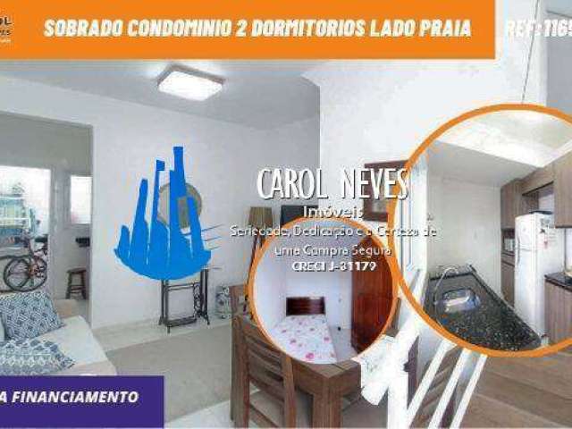 Sobrado condominio 2 dormitorios lado praia financiamento praia grande