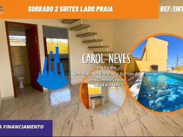 Sobrado 2 suites lado praia financiamento bancario itanhaem