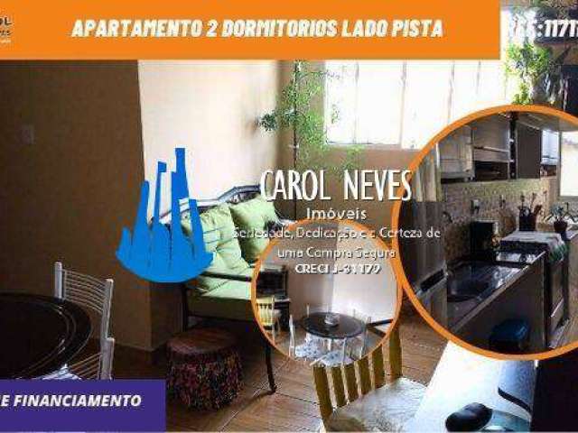 Apartamento 2 dormitorios lado pista repasse financiamento itanhaem