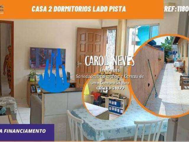 Casa 2 dormitorios lado pista financiamento jardim leonor mongagua