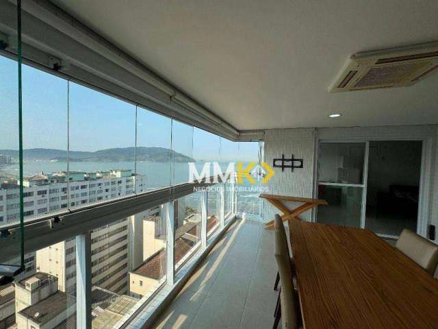 Apartamento mobiliado com 3 dormitórios com vista para o mar, para alugar, 135 m² por R$ 13.000/mês - Embaré - Santos/SP