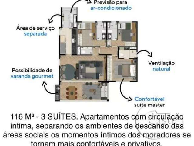 Apartamento com 3 quartos à venda na Vicente Romano, --, Mooca, São Paulo, 116 m2 por R$ 1.650.000