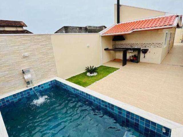 Casa nova com piscina na praia de mongaguá - sp