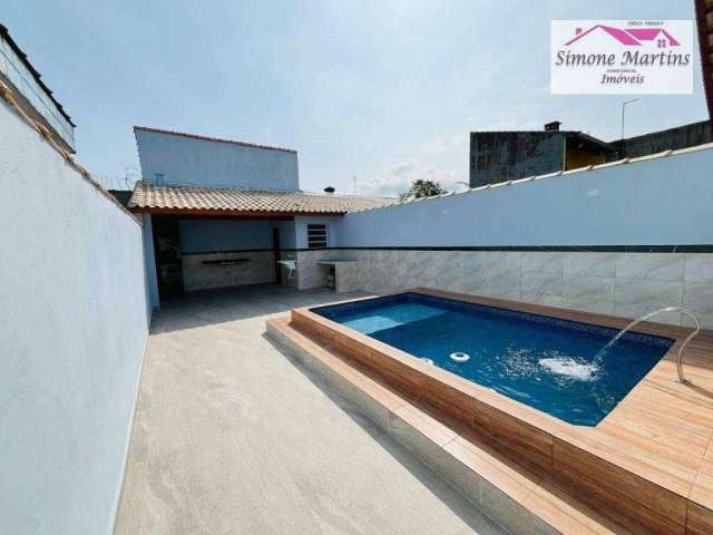 Casa nova com piscina á venda na cidade de mongaguá - sp