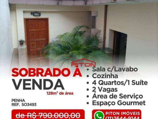 Sobrado com 4 dormitórios à venda, 128 m² por R$ 730.000,00 - Penha - São Paulo/SP