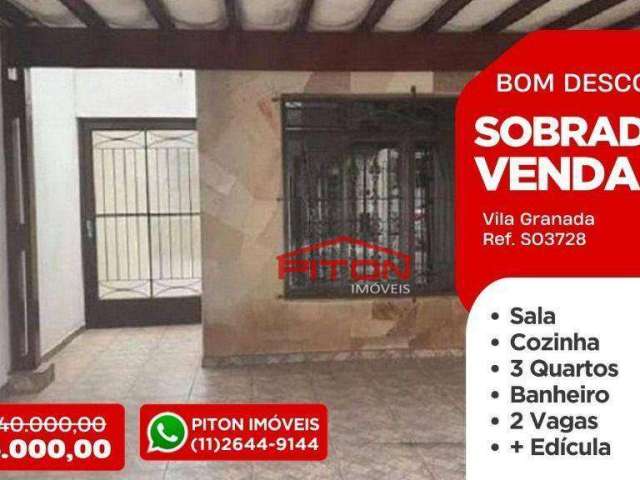 Sobrado com 3 dormitórios à venda, 160 m² por R$ 595.000,00 - Vila Granada - São Paulo/SP