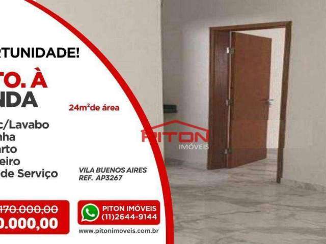 Apartamento com 1 dormitório à venda, 24 m² por R$ 160.000,00 - Vila Buenos Aires - São Paulo/SP