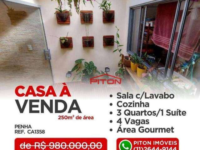 Casa com 3 dormitórios à venda, 250 m² por R$ 900.000,00 - Penha - São Paulo/SP