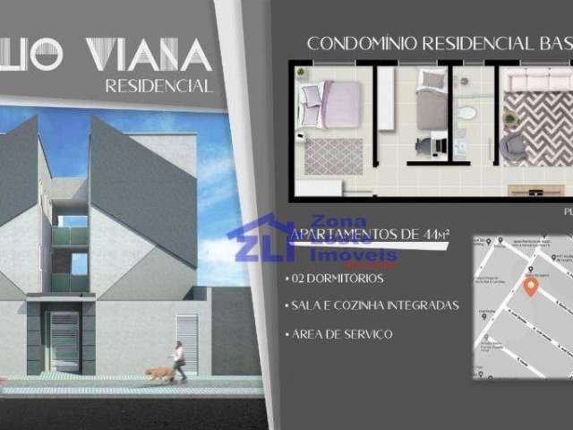 -apartamento 44m - novo-  ch. belenzinho- 2 dormitórios- $ 225.000,00