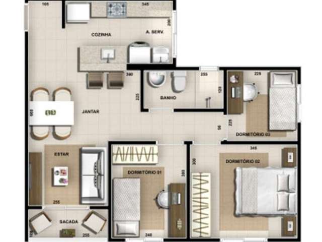 Apartamento com 3 dormitorios e 60 m2 a venda   Residencial Esplanada   Assis SP