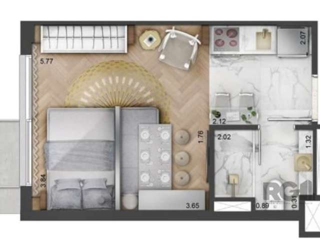 Studio.  Novo, Gracioso apartamento, andar alto com , living,  dormitório, banheiro e cozinha. &lt;BR&gt;Condomínio: segurança 24 horas, estacionamento visitante, churrasqueira, deck molhado, elevador