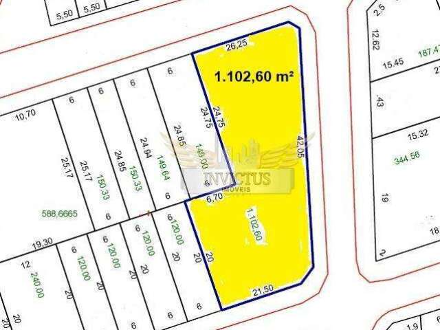 Terreno de Esquina Residencial para Comprar, 1.102m² - Vila América, Santo André/SP.