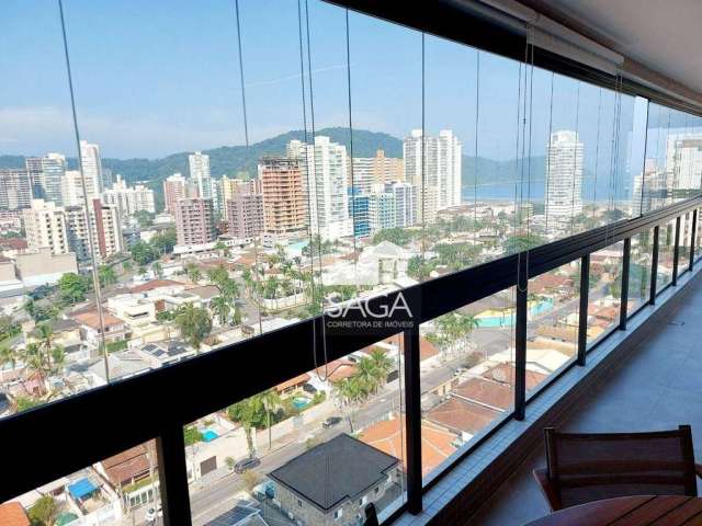 Apartamento Vista Mar Mobiliado com 3 dormitórios à venda, 143 m² por R$ 2.500.000 - Canto do Forte - Praia Grande/SP