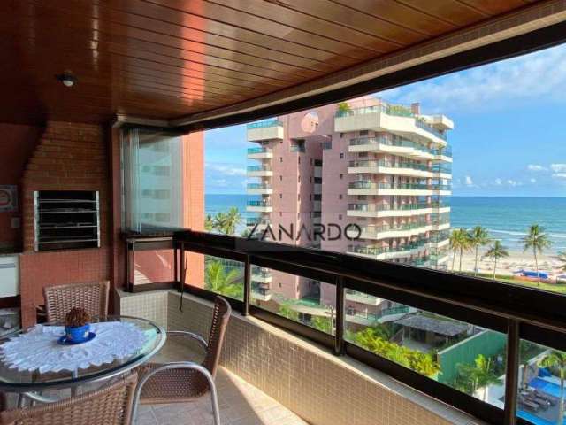 Apartamento vista mar à 30m da praia 4 dormitórios sendo 2 suítes à venda, 128 m² por R$ 2.700.000 - Riviera de São Lourenço - Bertioga/SP