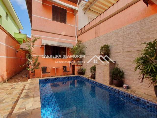 Casa a venda com piscina, sobrado 2 dormitórios, sala, cozinha, banheiro, piscina + edícula nos fundos, 2 vagas. - vila maracanã ? jardim casablanca.