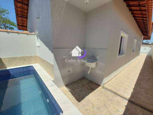 Casa nova com 2 dormitórios, com piscina. por apenas r$270.000,00.