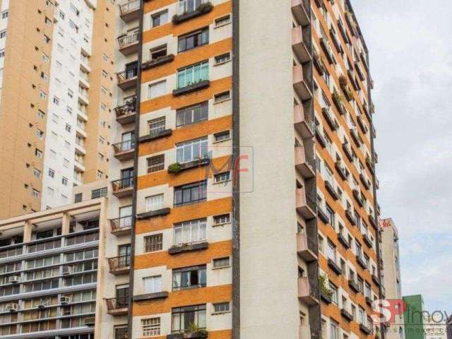 Excelente apto na Vila Buarque, 82m² a.u., 2 quartos, sala, cozinha, lavanderia, sacada, dep. empregada. Prox. Metrô República (REF 17.834)