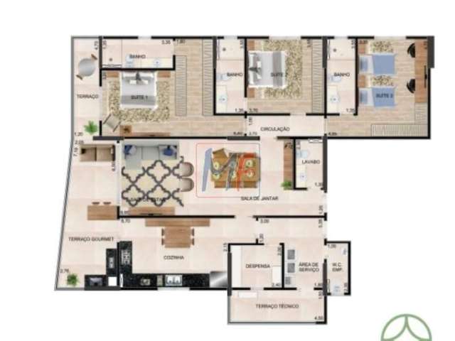 REF. 14.586 - Lindo Apartamento novo no bairro Ponta da Praia, com 186 m² a.u., 3 dorms. sendo 3 suítes, 2 vagas, terraço gourmet e lazer