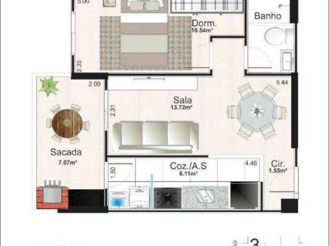 Apartamento com 1 dormitório à venda, 51 m² por R$ 350.000,00 - Aviação - Praia Grande/SP