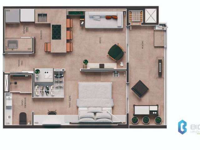 Apartamento com 1 dormitório à venda, 48 m² por R$ 822.367,00 - Barigui - Curitiba/PR