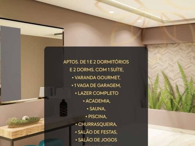 Apartamento NOVO 2 dormitórios 1 suíte 1 vaga, Sacada Gourmet, Lazer Completo, Entrega 2026, Caiçara,  265 mil !!